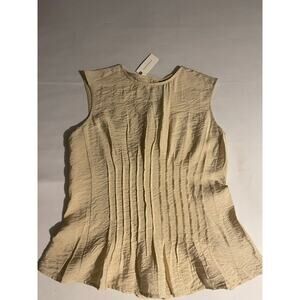 NWT Anthropologie The Della Pleated Shell Top - Beige - Small